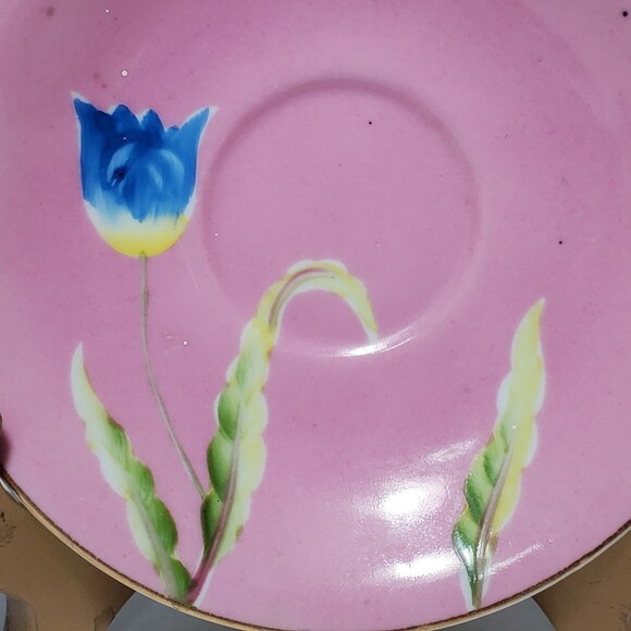 Chugai Demitasse Cup and Saucer Small Pink Blue Flowers - Picture 6 of 10